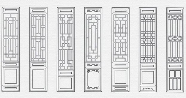 泗洪常用中式仿古花窗图案隔断设计图