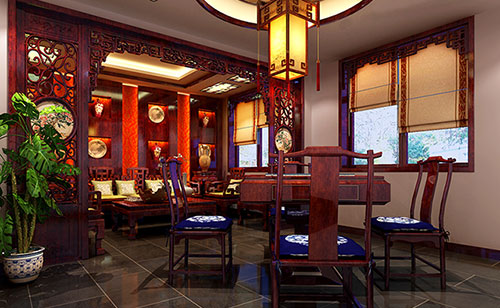 泗洪古典中式风格茶楼包间设计装修效果图